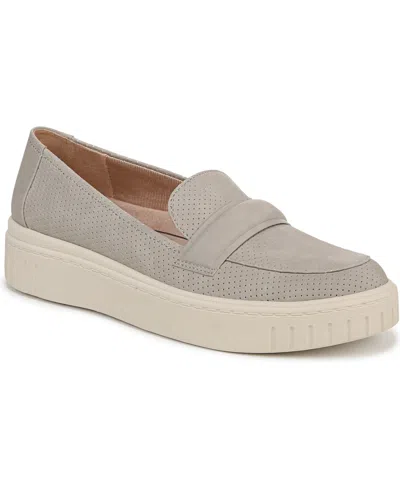 Lifestride Women's Geneva-chop Closed Round Toe Platform Penny Loafers In Grey Faux Leather