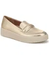 Lifestride Women's Geneva Closed Round Toe Platform Penny Loafers In Gold Faux Leather