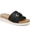 Lifestride Women's Genevieve Square Open Toe Slide Platform Sandals In Black Faux Leather