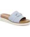 Lifestride Women's Genevieve Square Open Toe Slide Platform Sandals In Blue Faux Leather