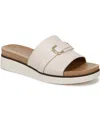 Lifestride Women's Genevieve Square Open Toe Slide Platform Sandals In Creme Beige Faux Leather