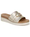 Lifestride Women's Genevieve Square Open Toe Slide Platform Sandals In Platino Gold Faux Leather