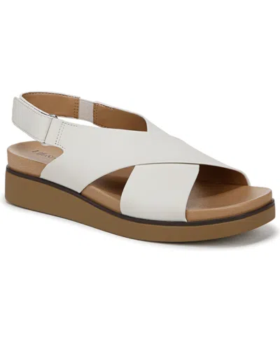 Lifestride Women's Georgina Square Open Toe Slingback Platform Sandals In Cloud White Faux Leather