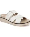 Lifestride Women's Getaway Open Square Toe Platform Slide Sandals In Bright White Faux Leather