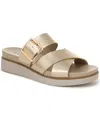 Lifestride Women's Getaway Open Square Toe Platform Slide Sandals In Gold Faux Leather