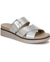 Lifestride Women's Getaway Open Square Toe Platform Slide Sandals In Silver Faux Leather