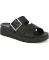 Lifestride Women's Getaway Open Square Toe Platform Slide Sandals In Black Faux Leather