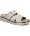 Lifestride Women's Getaway Open Square Toe Platform Slide Sandals In Bone Faux Leather