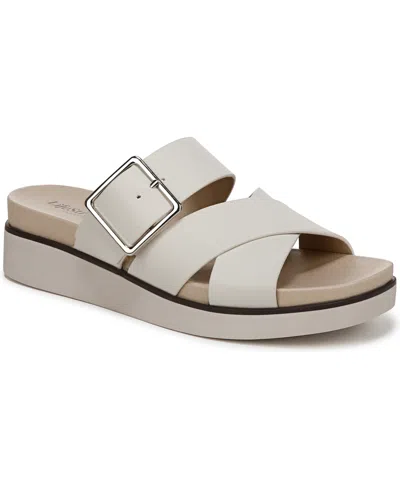 Lifestride Women's Getaway Open Square Toe Platform Slide Sandals In Bone Faux Leather