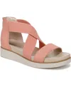 Lifestride Women's Giselle Sport Platfform Sandals In Coral Pink Faux Leather