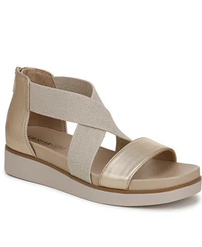 Lifestride Women's Giselle Sport Platfform Sandals In Gold Faux Leather
