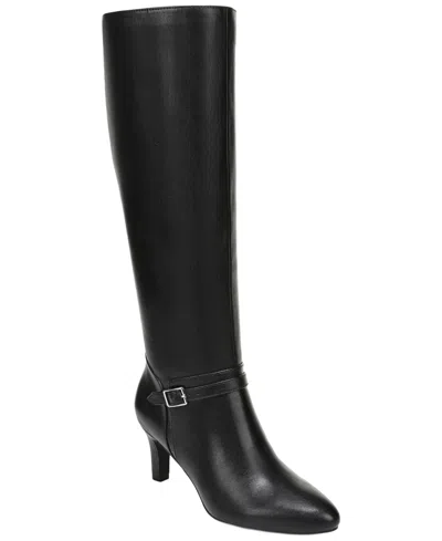 Lifestride Women's Glenore Zip Wide Calf Tall Almond Toe Boots In Black