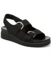 Lifestride Women's Goodie Square Open Toe Slingback Platform Sandals In Black Faux Leather