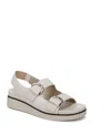 Lifestride Women's Goodie Square Open Toe Slingback Platform Sandals In Bone Faux Leather