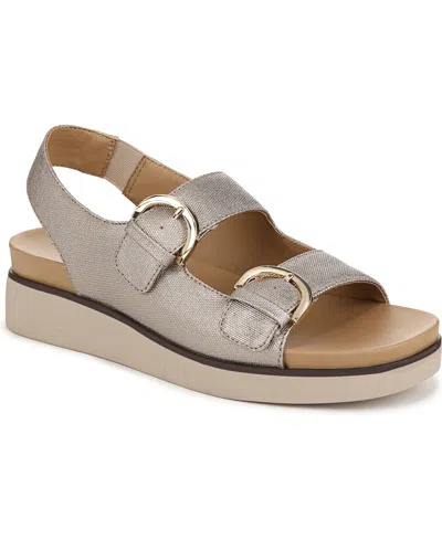 Lifestride Women's Goodie Square Open Toe Slingback Platform Sandals In Bronze Faux Leather