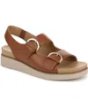 Lifestride Women's Goodie Square Open Toe Slingback Platform Sandals In Tan Faux Leather