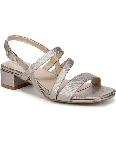 Lifestride Women's Janet Square Open Toe Slingback Dress Sandals In Bronze Faux Leather