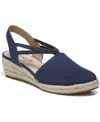 Lifestride Katrina Espadrille Slingback Wedge Pump In Navy Canvas