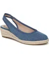 Lifestride Women's Kayden Slingback Wedge Espadrilles In Blue Denim Fabric