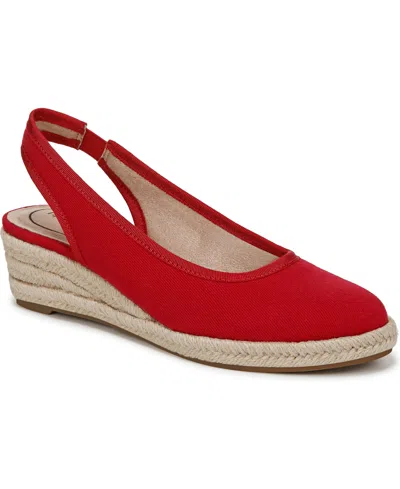Lifestride Women's Kayden Slingback Wedge Espadrilles In Fire Red Fabric