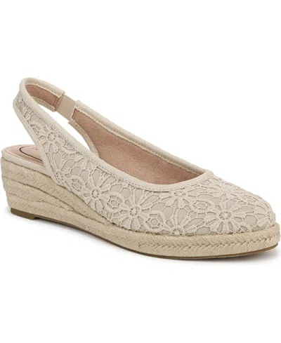 Lifestride Women's Kayden Slingback Wedge Espadrilles In Natural Tan Fabric