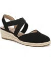 Lifestride Kascade Wedge Espadrille Sandal In Black Canvas Fabric
