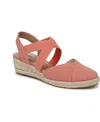 Lifestride Kimball Slingback Espadrille Platform Wedge In Coral Pink Canvas Fabric