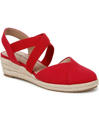 Lifestride Women's Kimball Wedge Espadrilles In Fire Red Canvas Fabric
