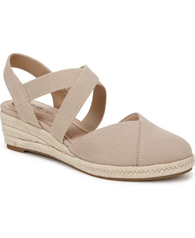 Lifestride Women's Kimball Wedge Espadrilles In Tender Taupe Canvas Fabric