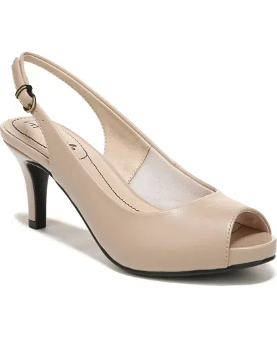Lifestride Women's  Teller D3404s5900 Pump Taupe Leather Slingback Hawk2650 In Neutral
