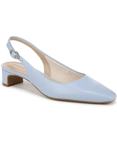 Lifestride Women's Lorena Pointed Toe Slingback Pumps In Ice Blue Faux Leather