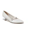 Lifestride Madelyn Mary Jane Pointed Toe Kitten Heel Pump In White Faux Patent