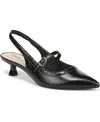 Lifestride Marilyn Slingback Pointed Toe Kitten Heel Pump In Black Faux Leather