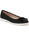 Lifestride Women's Maura Round Toe Ballerina Flats In Black Faux Leather