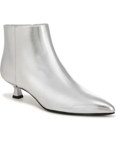 Lifestride Women's Maya Kitten Heel Dress Booties In Silver Faux Leather