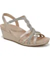 Lifestride Women's Miami Strappy Wedge Sandals In Platino Gold Faux Leather
