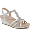 Lifestride Miami Slingback Wedge Sandal In Silver Faux Leather