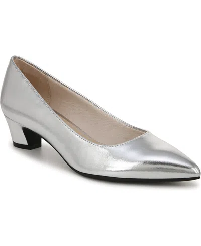 Lifestride Women's Minx Kitten Heel Pumps In Silver Faux Leather