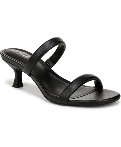 Lifestride Women's Nalani Open Round Toe Slide Dress Sandals In Black Faux Leather