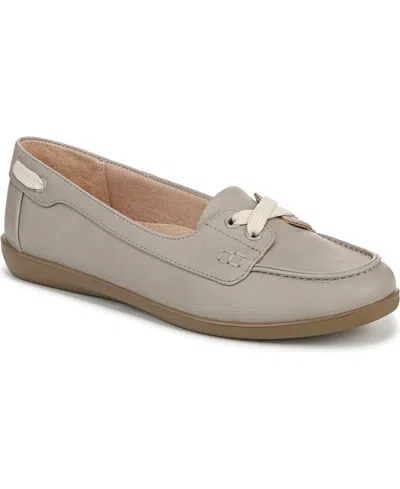 Lifestride Women's Nautical Boat Shoes In Light Grey Faux Leather