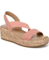 Lifestride Women's Odette Square Open Toe Wedge Sandals In Coral Pink Fabric