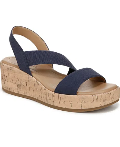 Lifestride Women's Odette Square Open Toe Wedge Sandals In Lux Navy Fabric