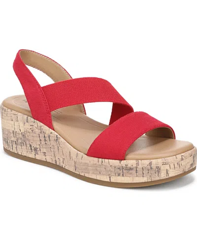 Lifestride Women's Odette Square Open Toe Wedge Sandals In Red