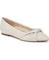 Lifestride Adalene Womens Faux Leather Slip On Ballet Flats In Natural Silver Fabric