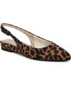 Lifestride Percy Slingback Pointed Toe Flat In Brown Multi Microsuede
