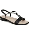 Lifestride Women's Radiant Square Open Toe Slingback Dress Sandals In Black Faux Leather