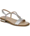 Lifestride Women's Radiant Square Open Toe Slingback Dress Sandals In Silver Faux Leather