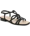 Lifestride Women's Reagan Open Square Toe Strappy Slingback Sandals In Black Faux Leather