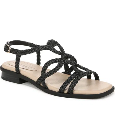 Lifestride Women's Reagan Open Square Toe Strappy Slingback Sandals In Black Faux Leather