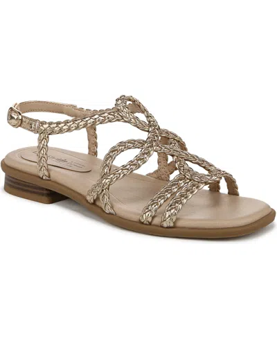 Lifestride Women's Reagan Open Square Toe Strappy Slingback Sandals In Gold Faux Leather